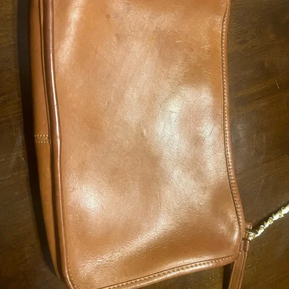 Coach Tan Leather Wristlet with Chain Strap - Picture 7 of 8